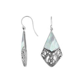 AE-6199-MOP Sterling Silver Diamond Shape Earring With Mother Of Pearl Jewelry Bali Designs Inc